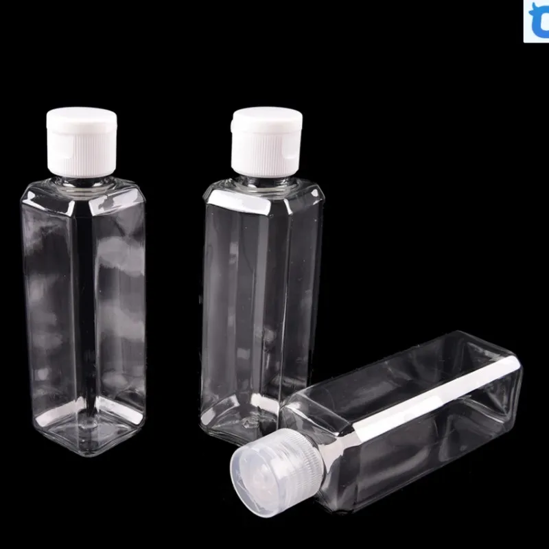 Портативная прозрачная пластиковая пустая Квадратная бутылка 100 мл дорожный