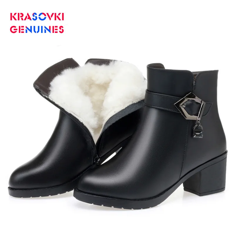 

Женские зимние ботинки на меху, из натуральной кожи