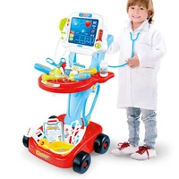 hot 17pcsset kids pretend play doctor toys nurse medical playset girl role play kit educational toy set ecg screen trolley