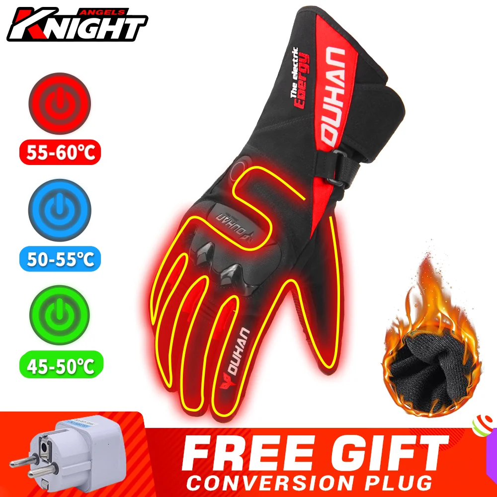 

DUHAN Motorcycle Heated Gloves Battery Powered Waterproof Gloves Winter Warm Heating Gloves Guantes Touch Screen Rechargeable