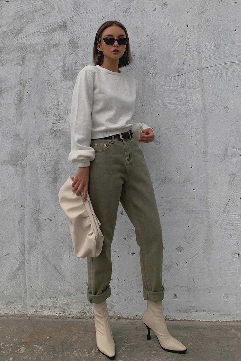 2019 new fashion women's clothing Autumn high waist jeans female straight casual nine pants | Женская одежда