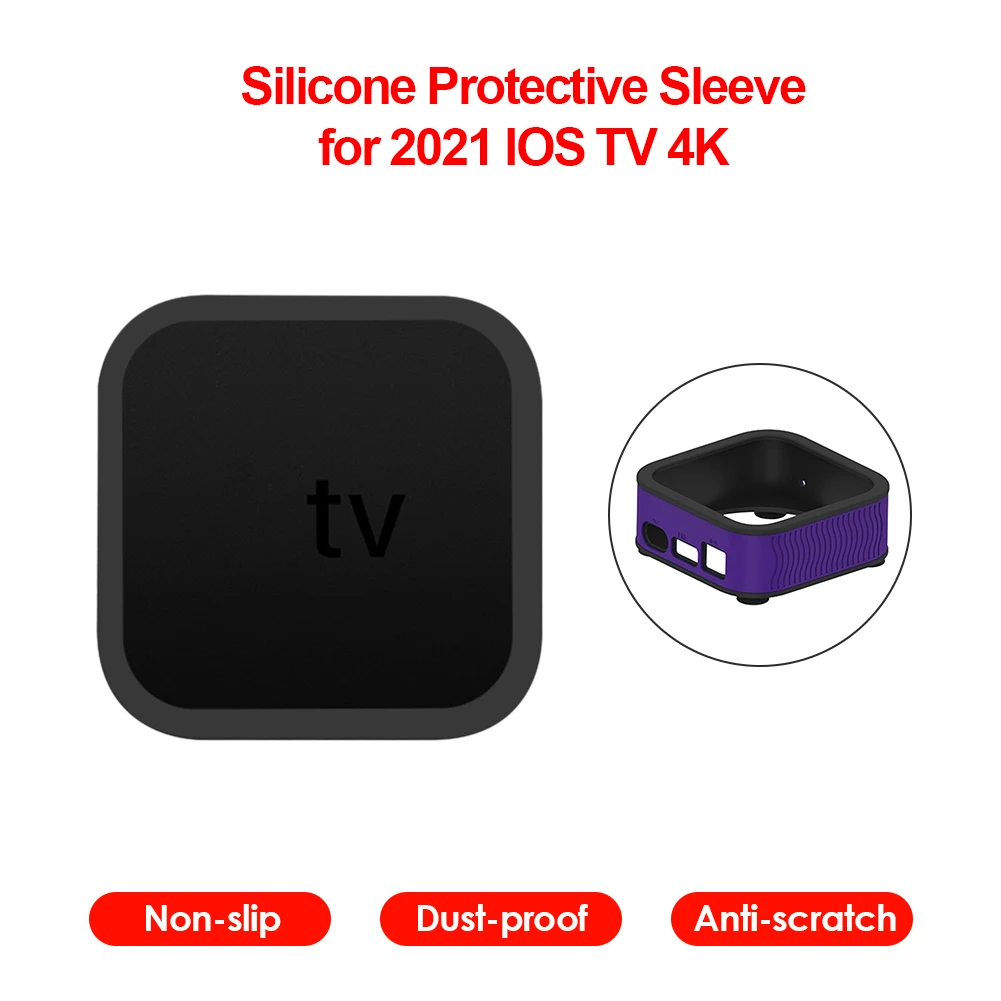 

Защитный чехол для Apple TV 4K 2021 Противоскользящий пылезащитный силиконовый чехол против царапин Противопыльный и противоударный силиконовый...