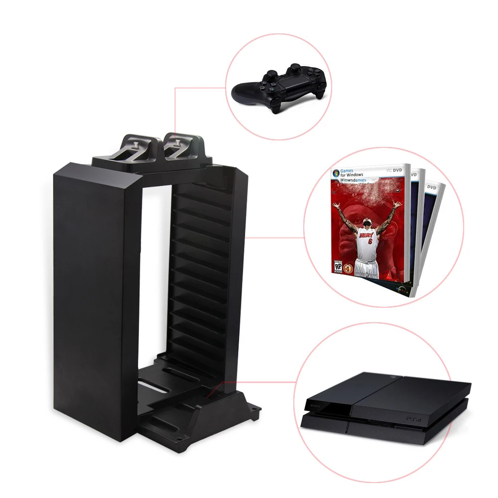 

Disk Tower Vertical Stand Handle charger For PS4 Dual Controller Charging Dock Station For PlayStation 4 PRO Slim