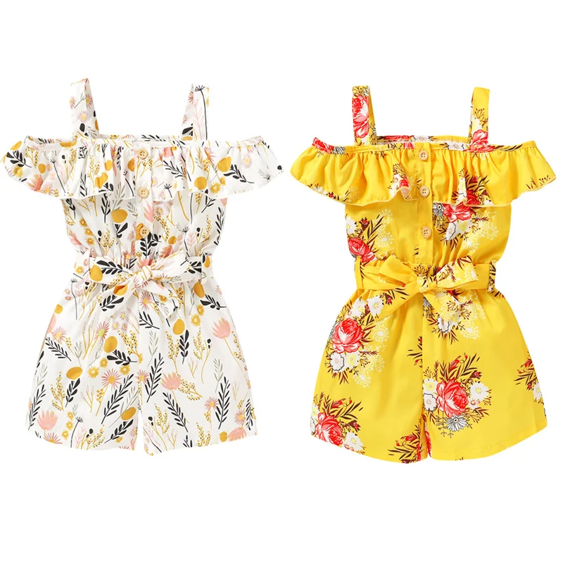 2020 Детская летняя одежда детская для младенцев комбинезон с цветочным принтом