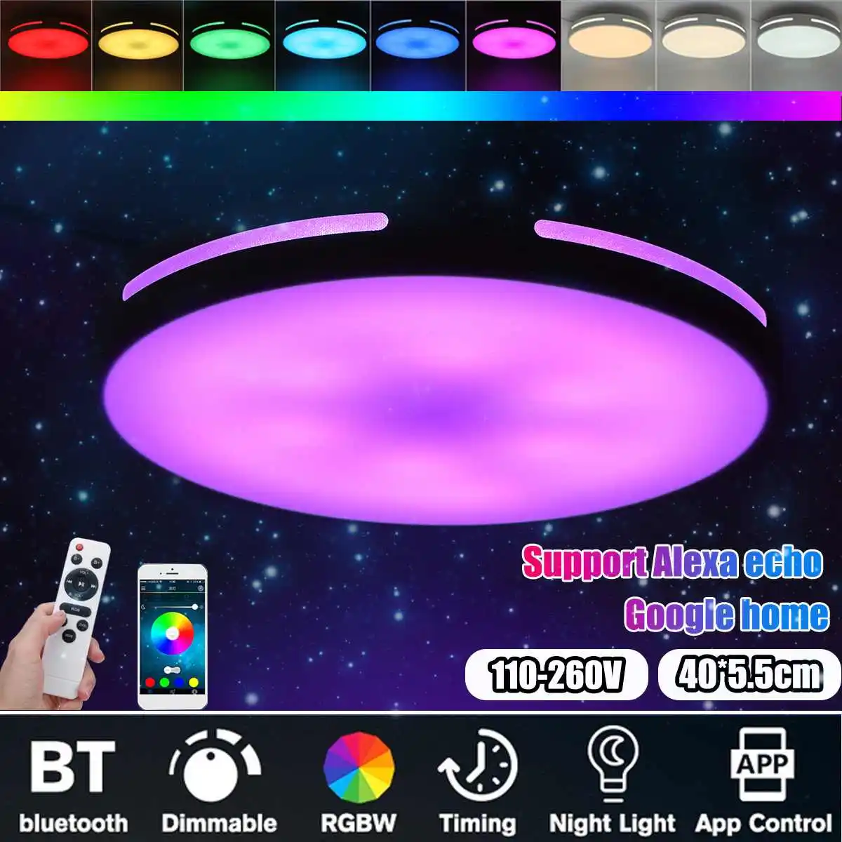 

WI-FI RGB светодиодный Потолочные светильники для дома семь цветов Регулируемый потолочный светильник APP дистанционного Управление дома фойе, ...