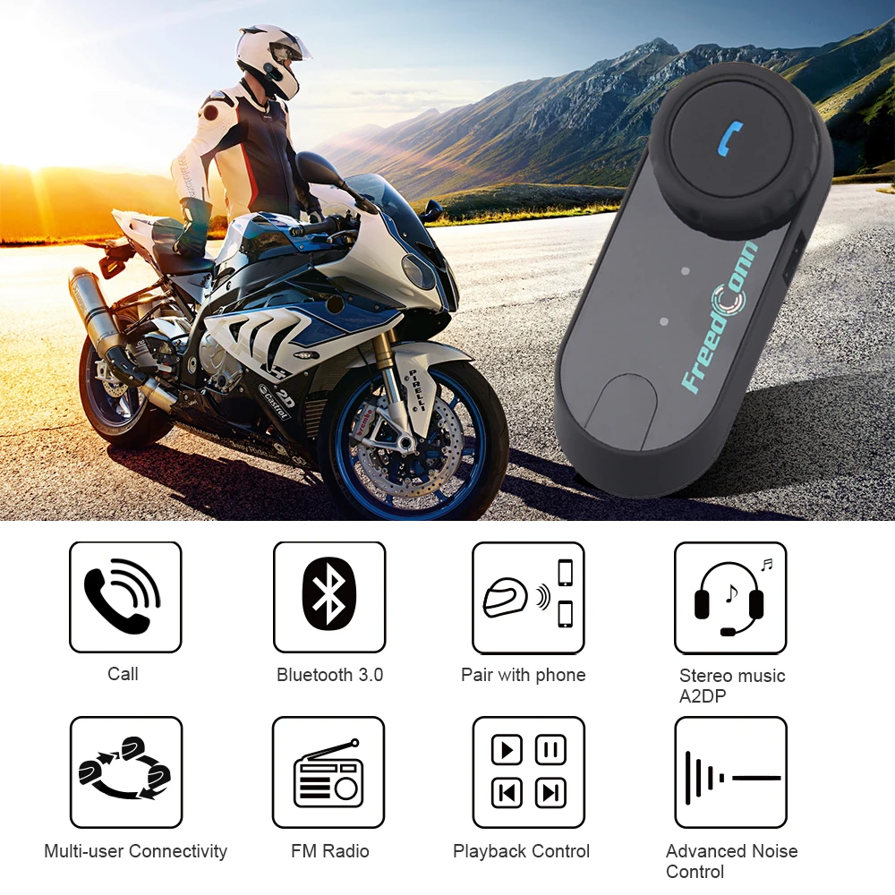 Гарнитура FreedConn для мотоциклетного шлема Bluetooth Интерком 800 м BT с FM радио|headset for