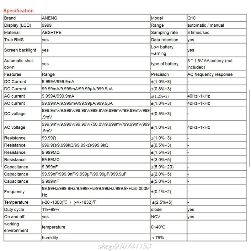 

Q10 Digital Multimeter 9999 Counts LCR Meter True RMS Analog DIY Transistor Capacitor NCV Tester Professional M17 21 Dropship