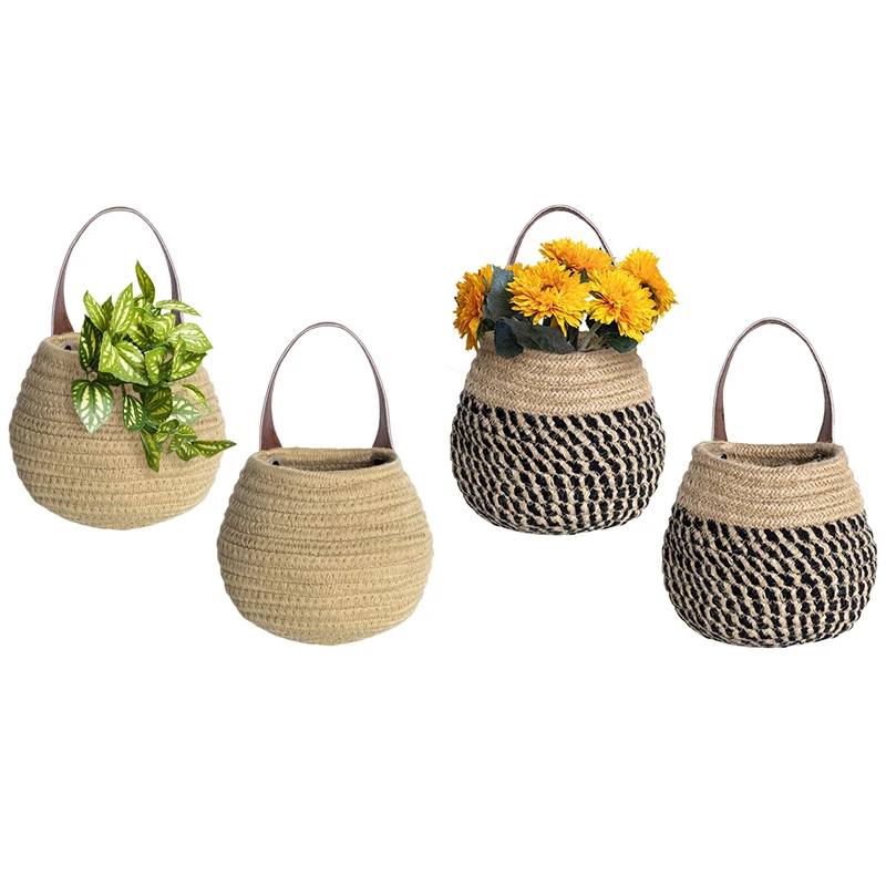 

Настенный подвесной органайзер для хранения корзины, веревка тканая подвесная корзина для организованного хранения драгоценностей, висяч...