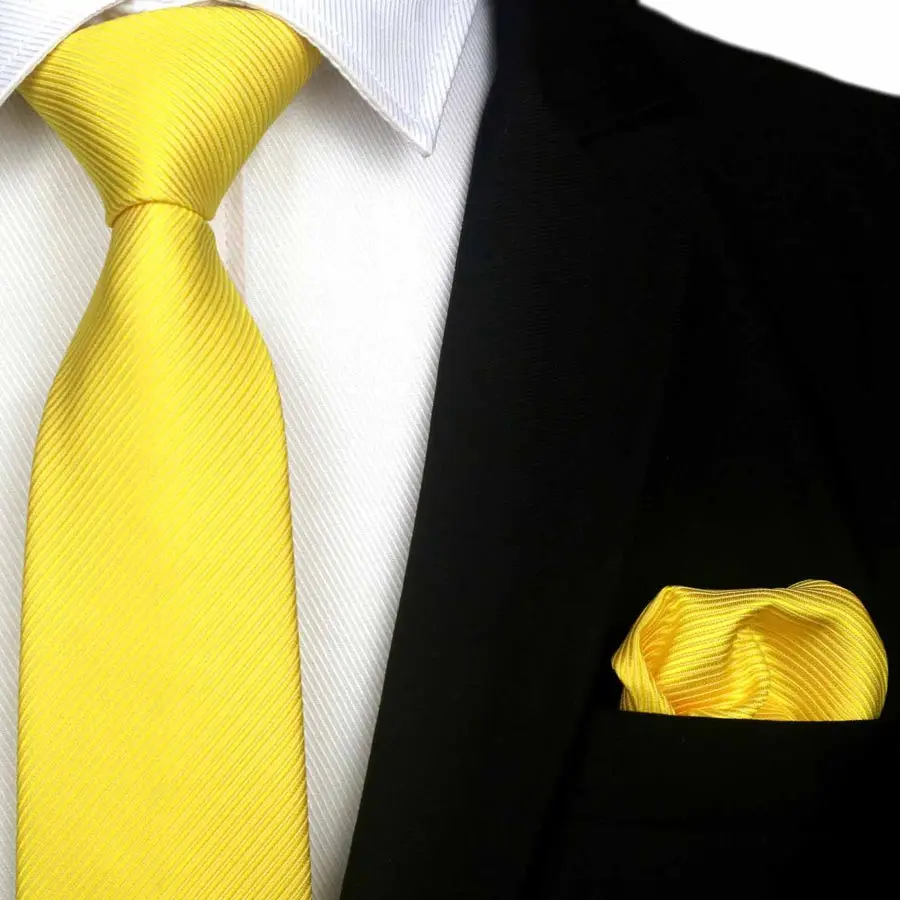 Желтый галстук мужской классический однотонный шейный Шелковый жаккардовый