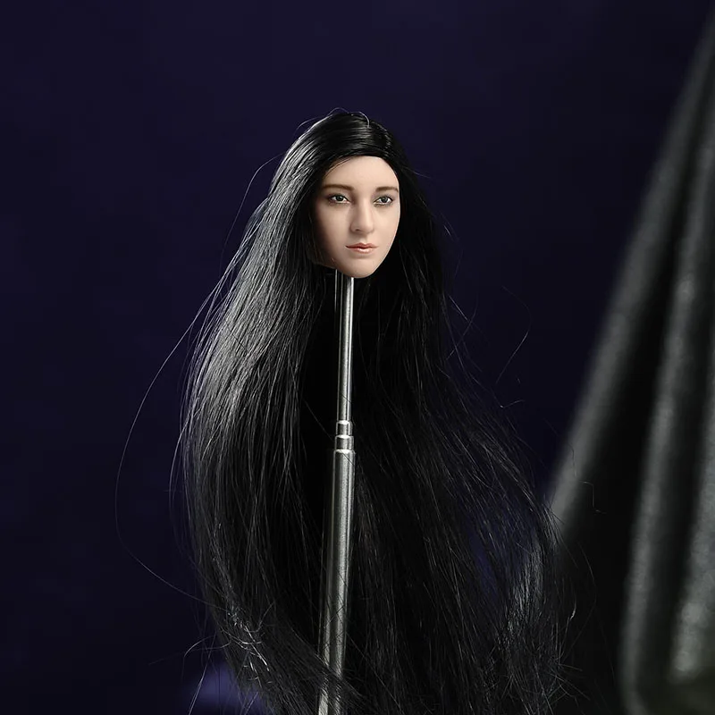 

1/6 черные длинные прямые волосы женская голова резьба Лепка модель подходит для 12 дюймов солдат фигурки тела