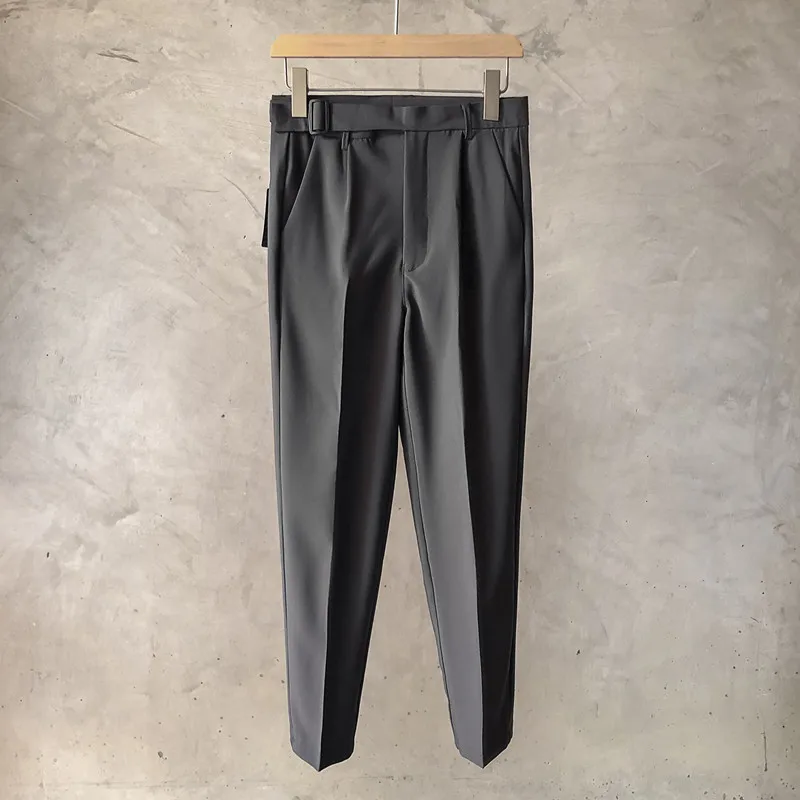 

Модные мужские брюки из нежелезной ткани на весну и лето, прямые повседневные Костюмные брюки, деловое платье, брендовая одежда