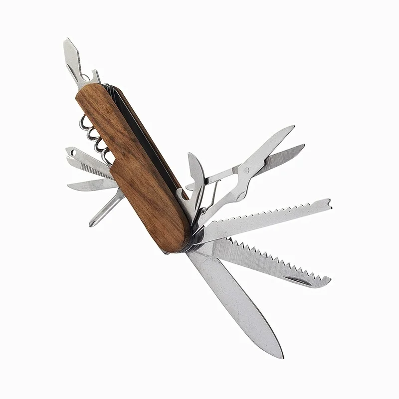 

Multifunctional Wooden Handle 11 Open Combination Tool Folding Knife Multifunctional Knife Pliers Combination Utility Knife