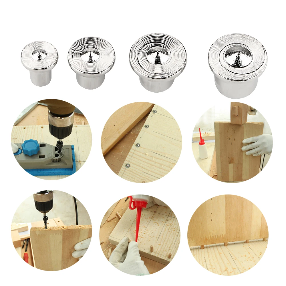 

4pcs Set Woodworking Log Locator Log Pin Locator Punch Roundwood Log Pin Locator Furniture Positioning Center Punch Accessories