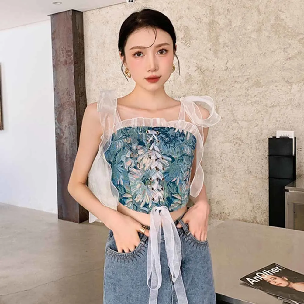 

Женский бандажный корсет с вышивкой в стиле "Лолита", пикантная корректирующая одежда на талии, Женский уличный корсет с поясом, облегающая ...