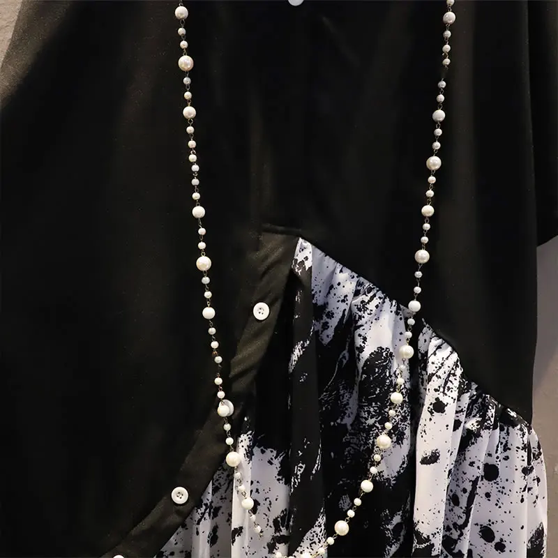 

XITAO Patchwork Print Pullover Dress Europe 2021 Summer New Personality Fashion Casual Loose Short Sleeve Dress Female WLD6354