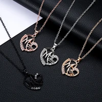 lady female girl women girlfriend couples metal rose gold silver color mom love rhinestone pendant charm sweater chain necklace