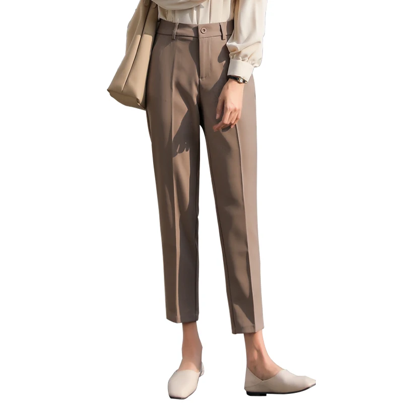 

Spring and Autumn Cropped Suit Pants Women's Plus Size Straight Loose Loose-fitting Casual Trousers Eight-point Cigarette Pants