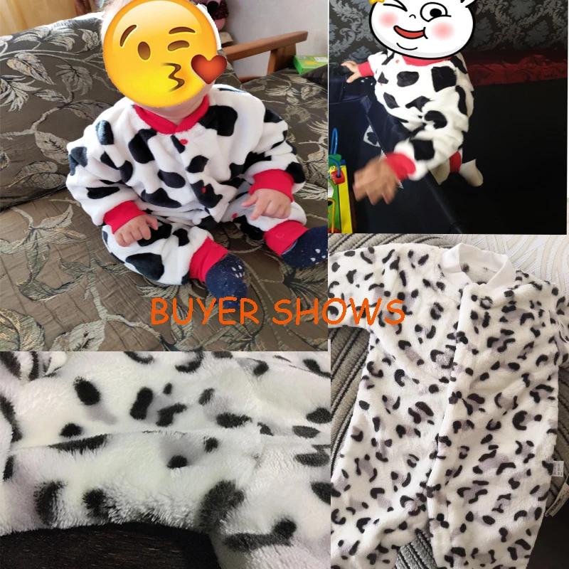 Leopard Print Baby Rompers Winter Warm Fleece Clothing Set for Boys Cartoon Infant Girls Clothes Newborn Overalls Baby Jumpsuit