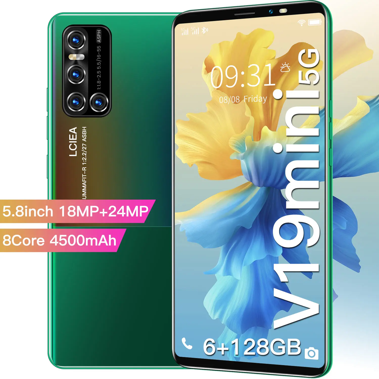 

Global Version V19mini Cheap Smartphone 5.8 inch 18+34MP 8 Core Mobilephone Android 10.0 System Fingerprint Unlock Cellphones