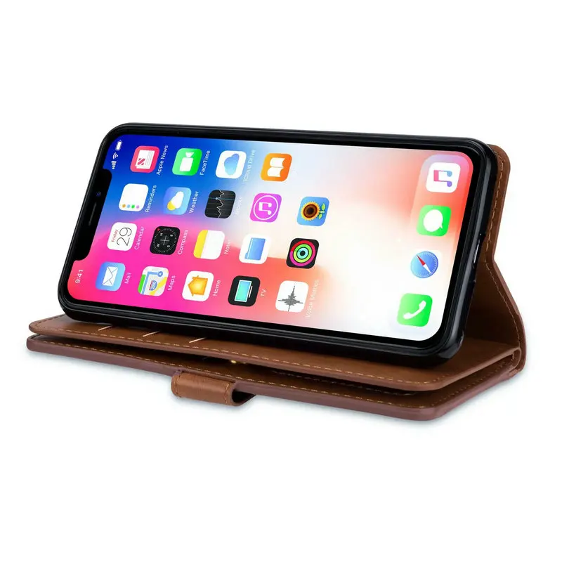 Luxury Folio Wallet Leather Case for iPhone X XR XS MAX 5 5S 5G SE 6 6S 7 8 PLUS Card Slots Zipper Pocket For 11 Pro Max | Мобильные