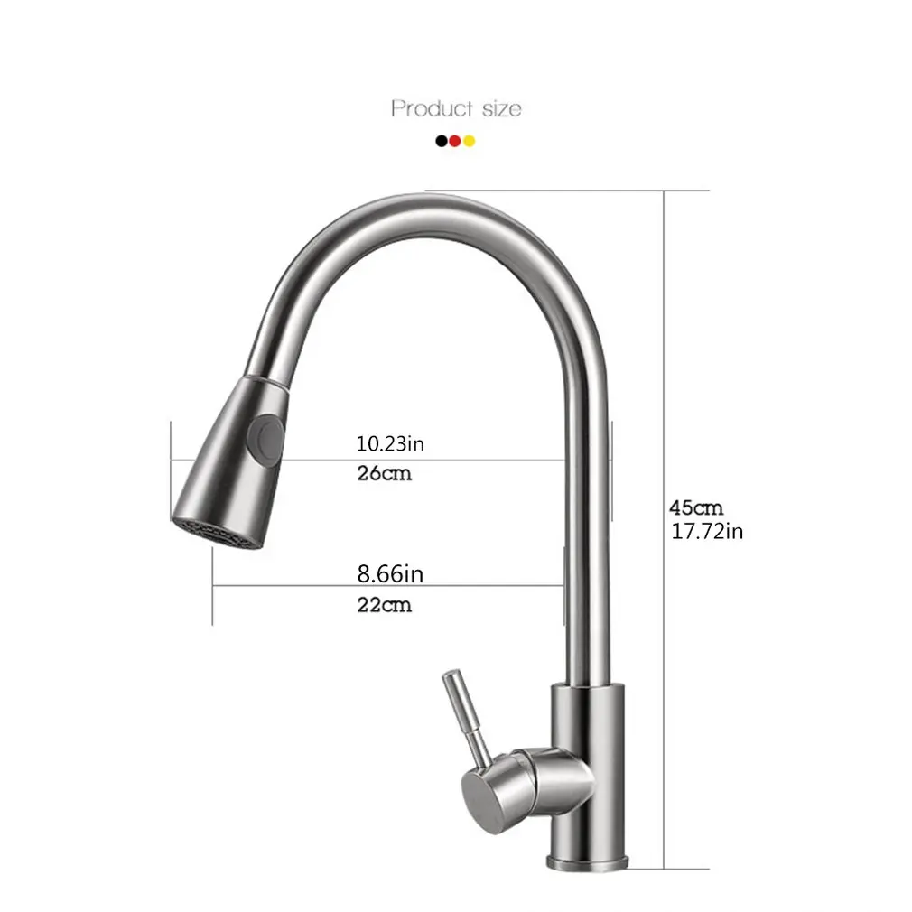 

Kitchen Faucet Pull Out Cold and Hot Sink Faucet 304 Stainless Steel Water Mixer Tap Swivel 360 Degree Two Types Silver