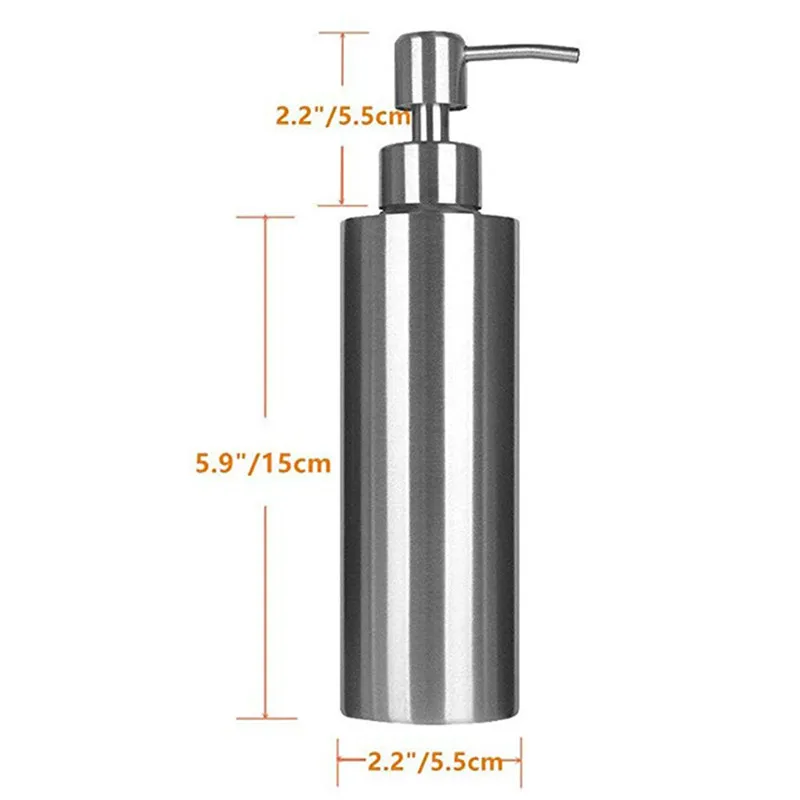 350ML SEAAN 304 диспенсер для мыла из нержавеющей стали, кухонный кран для раковины, диспенсер для шампуня, контейнер для мыла на бортике, бутылка для моющего средства - Цвет: 350ML