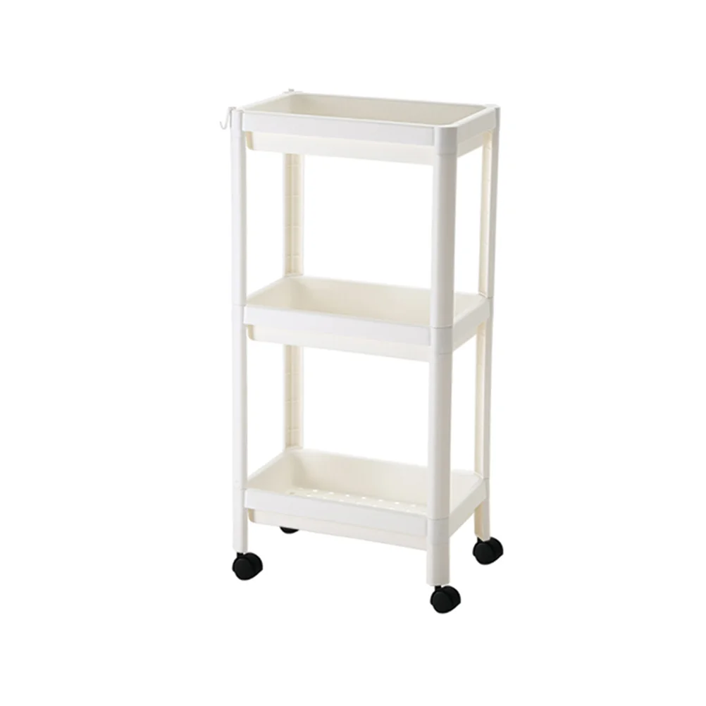 

1 Pc Bathroom Storage Container with Wheels Moveable Kitchen Holder (White)