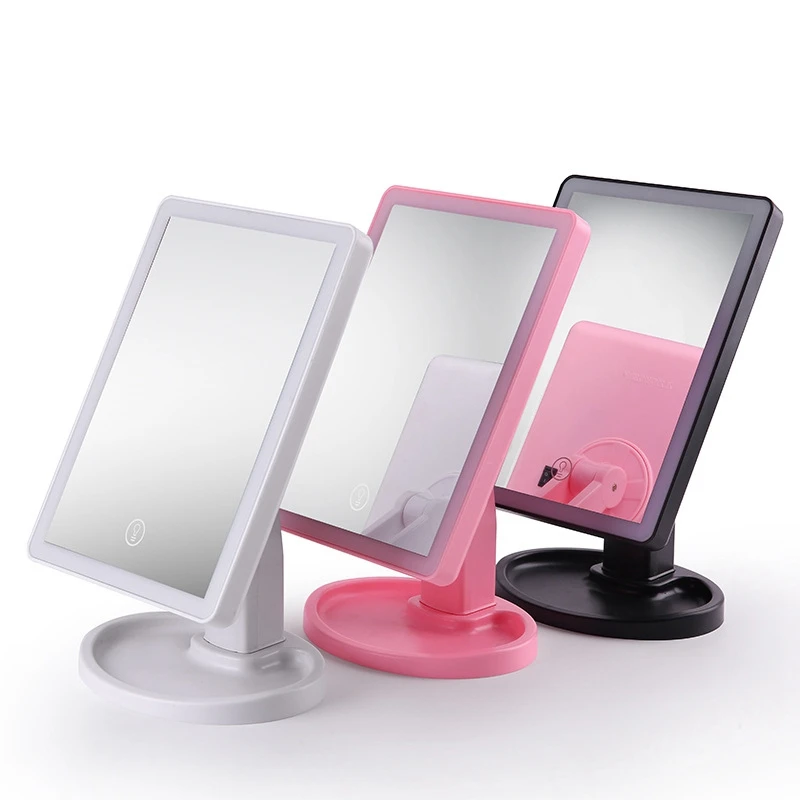 

LED Light Makeup Mirror USB Charging Rotatiation Vanity Mirror Contact Dimmer Table Mirrors for Tabletop Bathroom