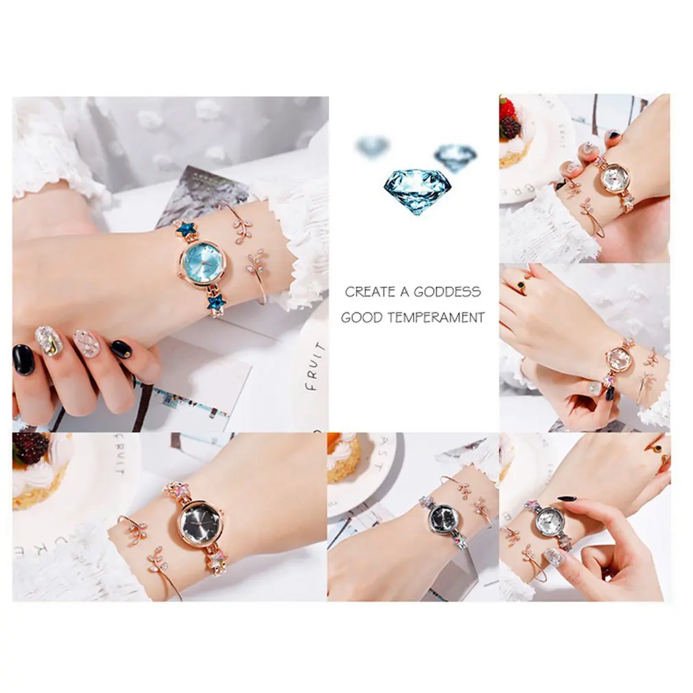 Новинка изысканные инкрустированные стразами кварцевые часы со звездами