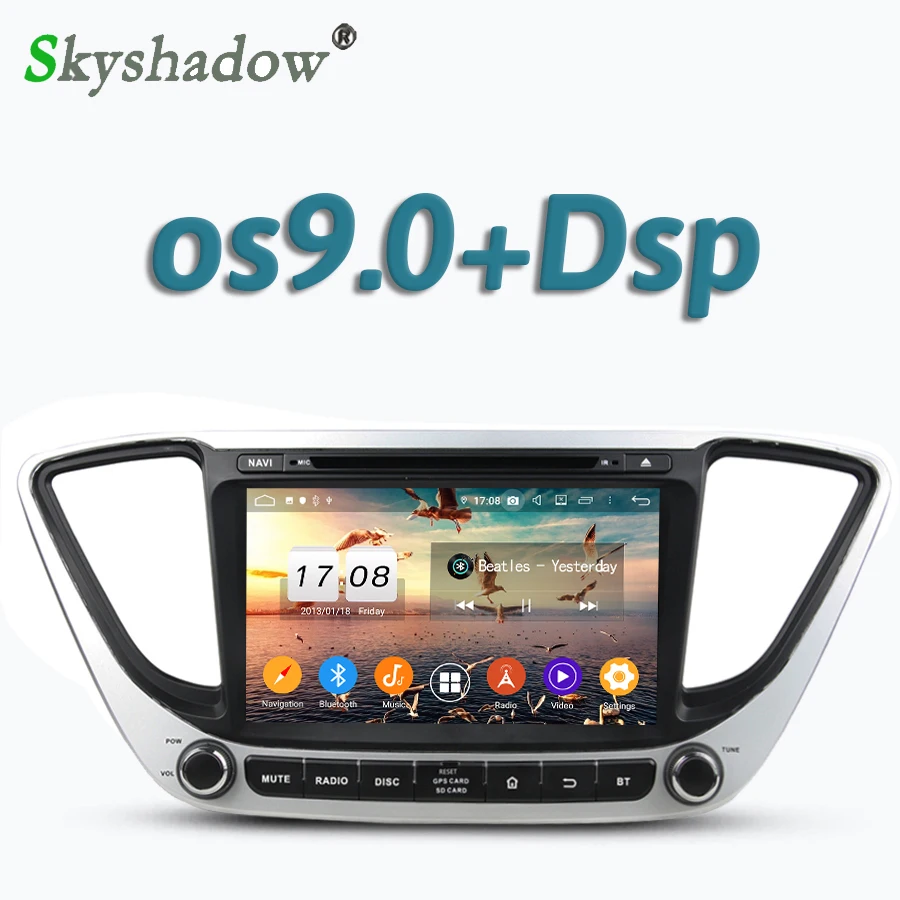 Автомобильный dvd-плеер HD ips TDA7851 DSP Android 9,0 8 ядерный 4 Гб+ 32 ГБ gps карта RDS радио wifi Bluetooth 4,2 для hyundai Verna 201