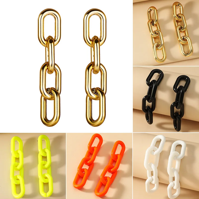 

Statement Acrylic Long Chain Dangle Earrings For Women Resin Geometric Chain Drop Earrings Charm Party Jewelry Gifts 2021 New