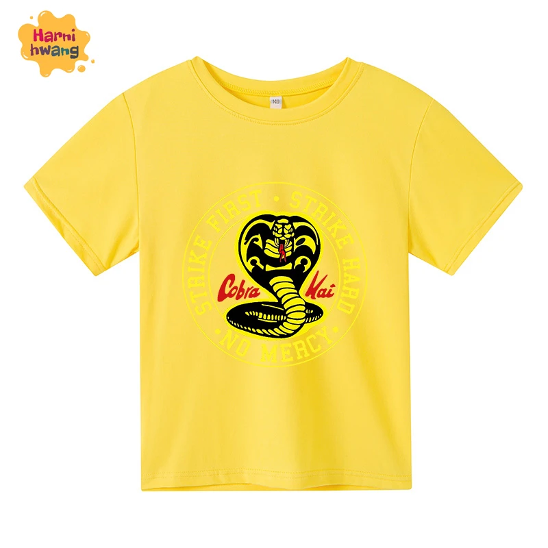 

Summer Children'S Short-Sleeved Solid Color Cobra Printed Cotton Short-Sleeved Shirt T-Shirt 4-14T Wholesale For Boys And Girls