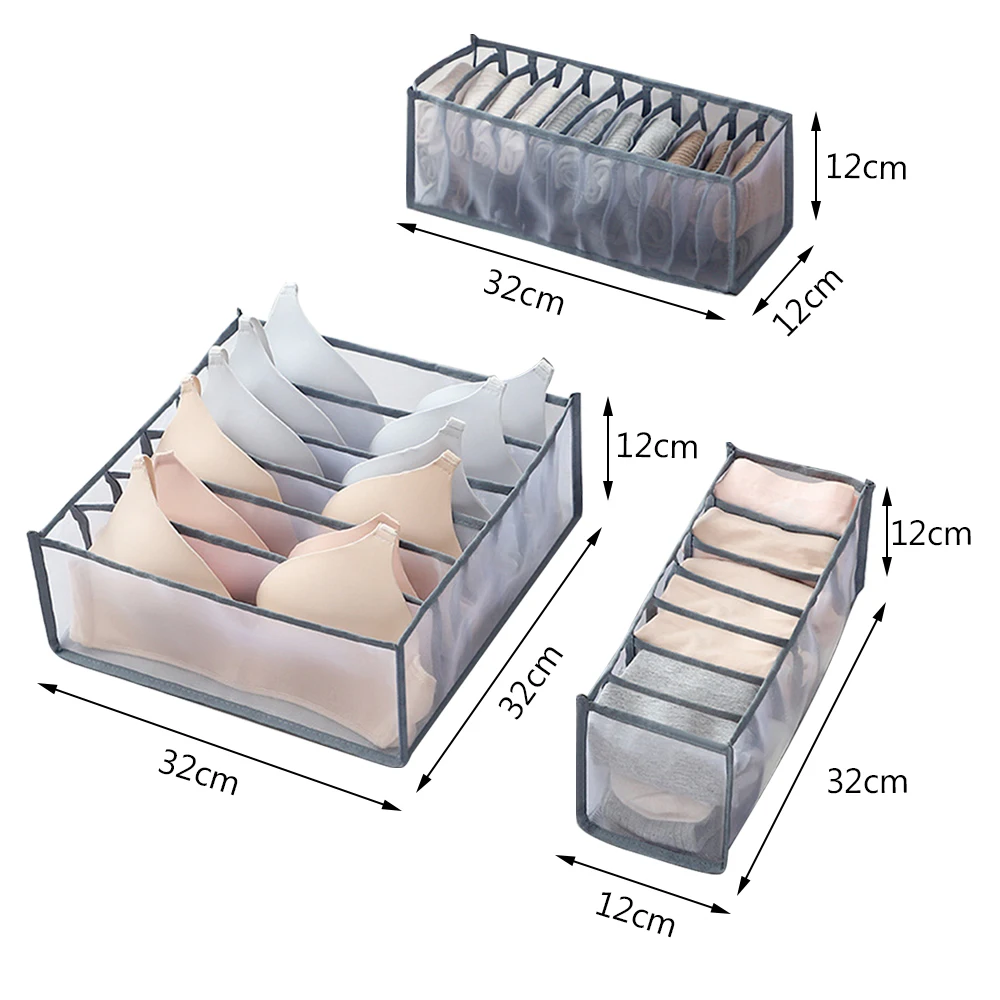 

11 Grids Transparent Underwear Storage Box With Compartments Socks Bra Underpants Organizer Drawers Closet Divider Storage Box