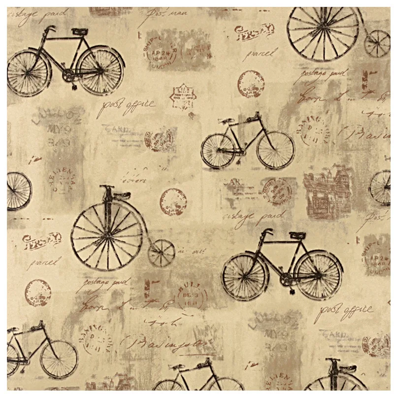 

Retro nostalgic wallpaper bicycle bicycle English letter clothing shop coffee shop restaurant industrial wind wallpaper