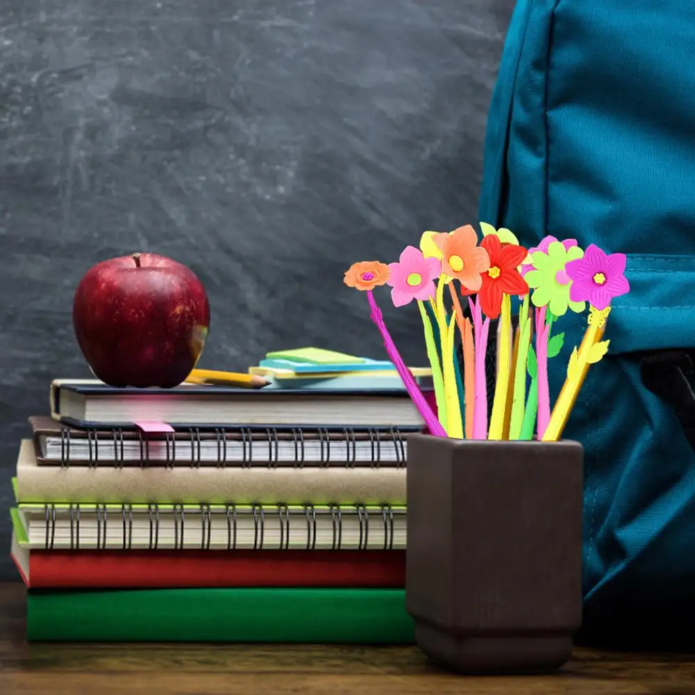 

10pcs New Creative Cute Simulation Plant Flower Soft Silicone Gel Pen 0.5mm Refill School Office Stationery Random Style Hot