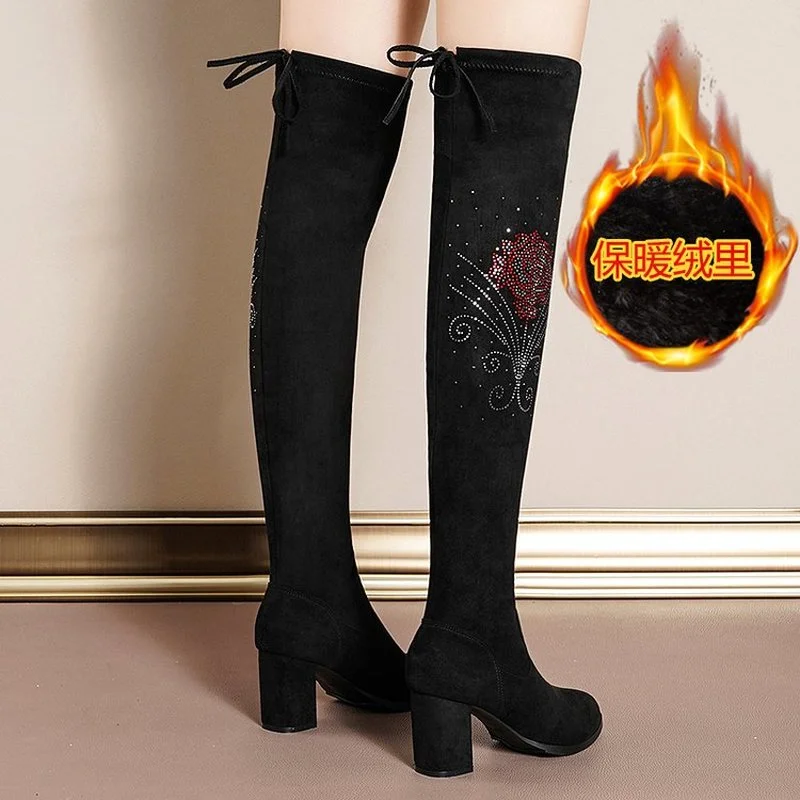 

Женские ботфорты из ПУ кожи, на квадратном каблуке, размеры 34-43