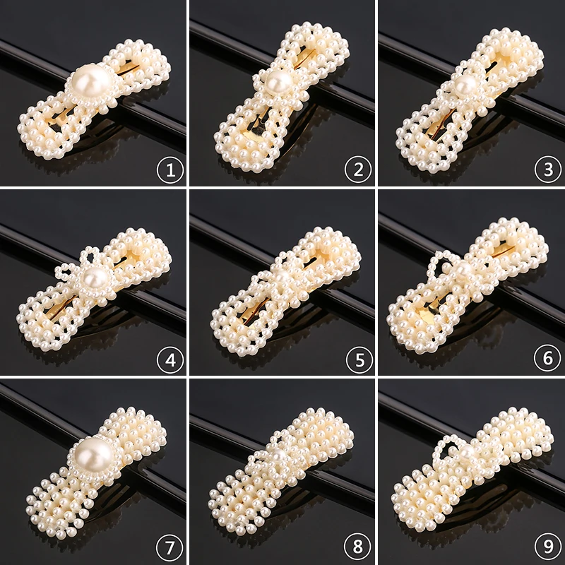 Новинка 1 шт. женская мода полный жемчуг геометрические заколки для волос девушек