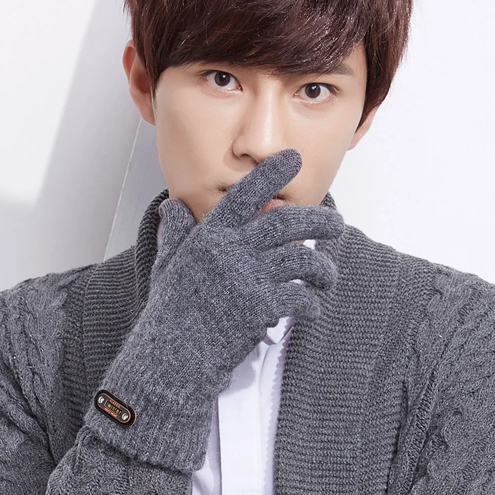 L.Mirror 1 пара мужские Зимние перчатки для сенсорного экрана толстые плюшевые