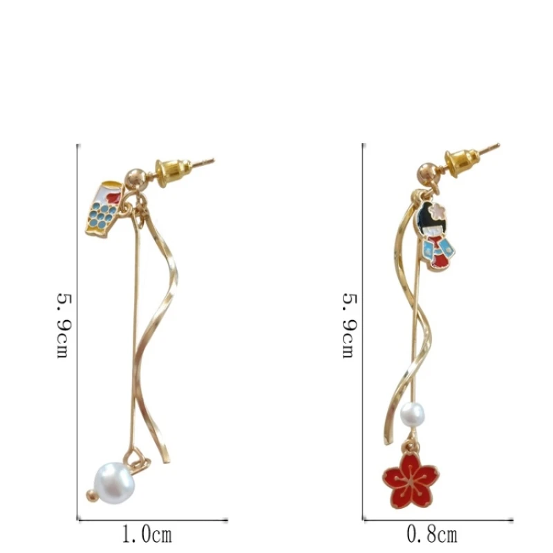 

Pearl earring jewelry fashion women beautiful interesting cat long asymmetric stud earrings accessories