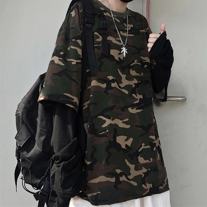 Камуфляжная поддельная футболка из двух частей для подростков Женская одежда с
