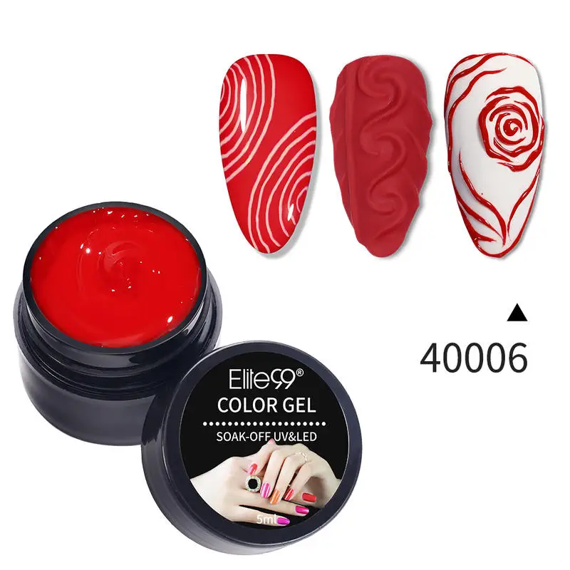 Elite99 5ml No-Wipe 3D Embossing Effect Gel Nail Polish Drawing Painting UV Art Manicure Hybrid Varnish GelLak | Красота и здоровье