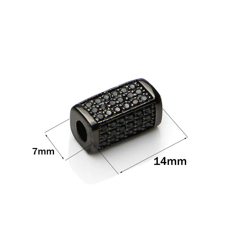 

14*7mmDIY micro-inlaid zircon quadrangular prism bracelet beaded copper accessories European and American style hand rope beads