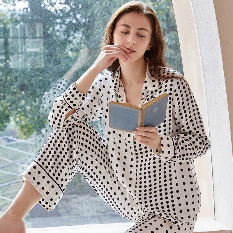 mai'son gabrielle 2021 new spring summer 100% pure mulberry silk pajamas set loungewear sleepwear for women pyjama femme 2pieces