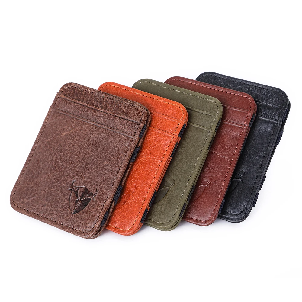 The New Brand Men's Genuine Leather Magic Wallet Money Clips Thin Clutch Bus Card Bag For Women Small Cash Holder Slim Man Purse | Багаж и