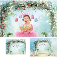 spring floral backdrop for wall decor easter eggs bunny white fence child portrait pattern baby shower photo studio props