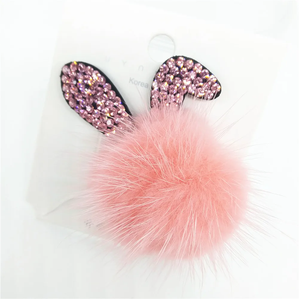 Девочки Зимняя Новая Волшебная Кроличья Голова с Шариком из Меха Заколки для Волос Женщин Согнутые Уши Милые Заколки для Волос Модные Аксессуары для Девочек