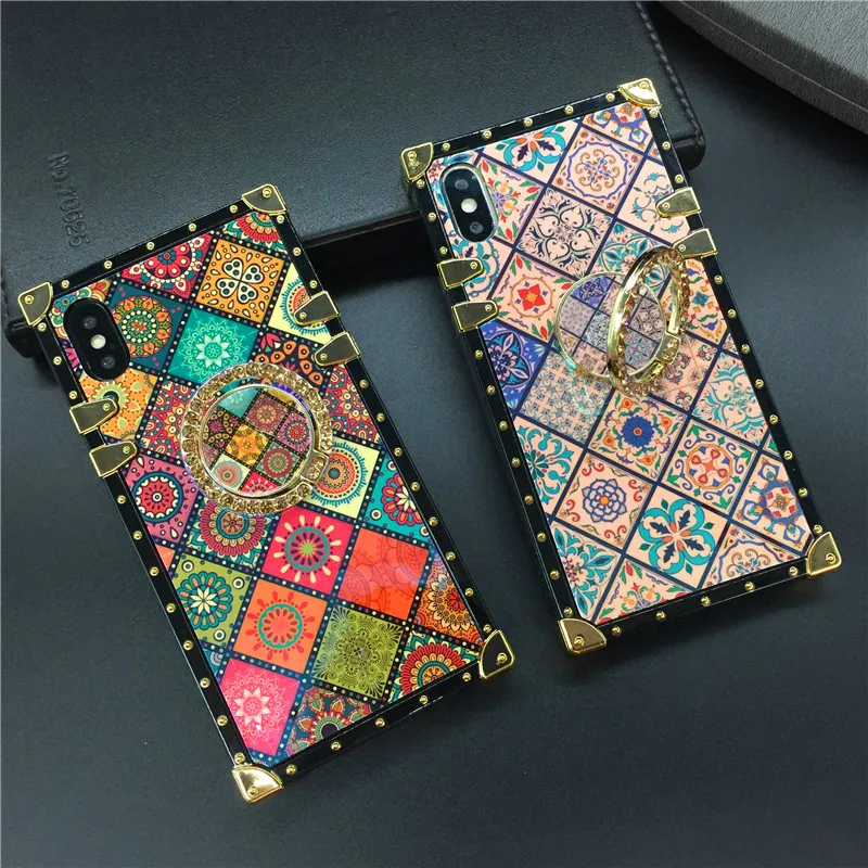 Роскошный квадратный чехол для телефона в клетку с цветами Samsung Note 20 Ultra S20 Plus S10 S21