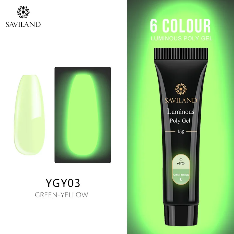 YGY03 SAVILAND 15 г Светящиеся ногти Расширение пальцев Кристалл Желе камуфляж поли гель светится в темноте личная гигиена Набор лаков - Цвет: YGY03