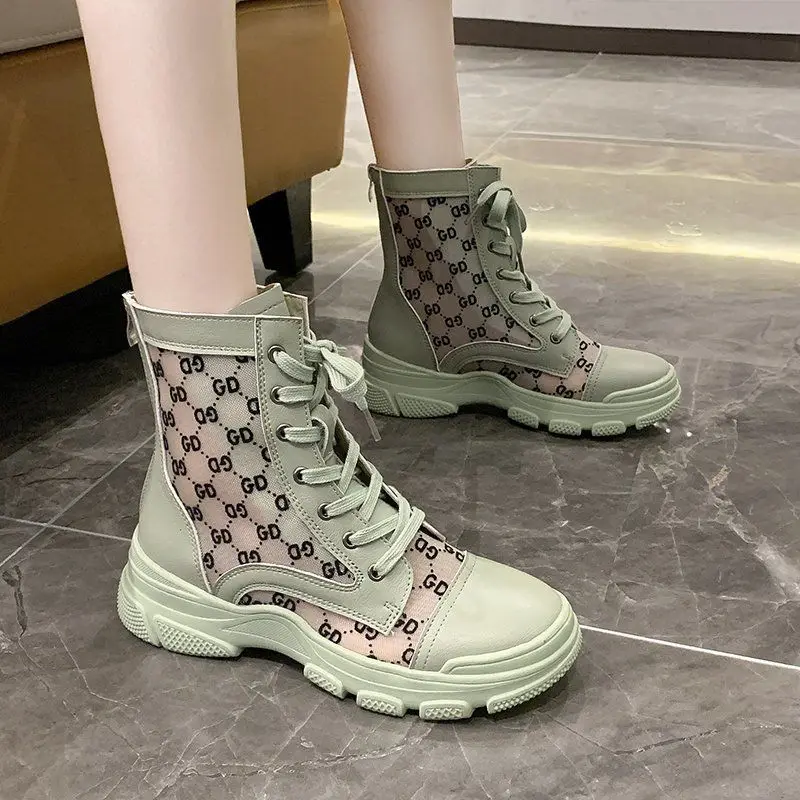 

2021 Female Summer The New All-match Mesh Women's Boots Hollow Out Women's Boots Fashion Thick Bottom Women's Boots