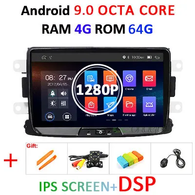 4G 64G DSP 1280P " DSP ips, 4 ГБ, 64 ГБ, Android 9,0 автомобиля gps для Dacia Sandero тряпкой Renault Captur Лада Xray2 Logan 2 без dvd плеер Авто Радио - Цвет: 4G 64G DSP 1280P